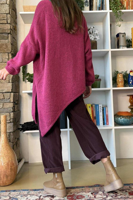  Big Softie Super Slant Knit Jumper Raspberry